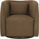 Emilie Nubuck Caramel Leather Swivel Lounge Chair, Swivel